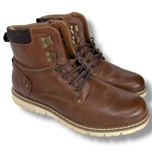 Madden NYC Brown Logger Boots Size 9.5 Flat Chunky Hiking Lace up Faux Leather